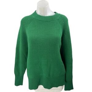 Zara Womens Green Chunky Knit Wool Mock Neck Long Sleeve Oversized Sweater Top L